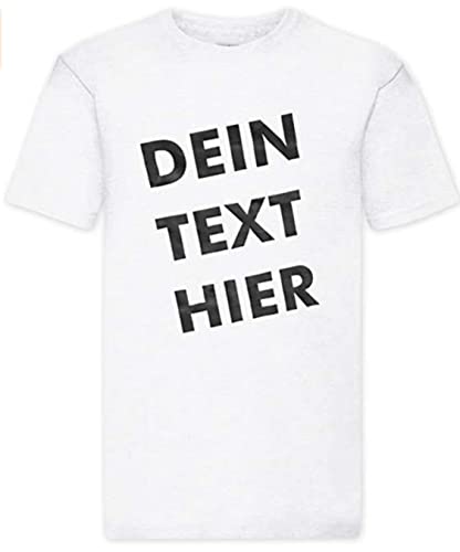 T-Shirt Herren - weiß L - Aufdruck individuell - mit Wunschtext Bedruckt - Druck personalisiert - Geschenk für Party Sport von INDIGOS UG