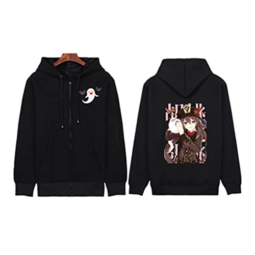 INDIRAN Genshin Impact Hooded Sweatshirt Unisex Game Hu Tao Cosplay Kostüm Grafik Langarm Zipper Hoodie Japanisch Anime Mode Jacke Mantel Top von INDIRAN