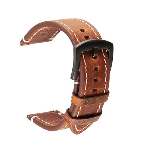 INEOUT 18mm 20mm 22m 24mm Quick Release Leder Uhrenarmbänder Casual Gürtel Smart Uhr Armband Weiche Bequeme Armband Armbanduhr Band (Color : BROWN, Size : 18mm) von INEOUT