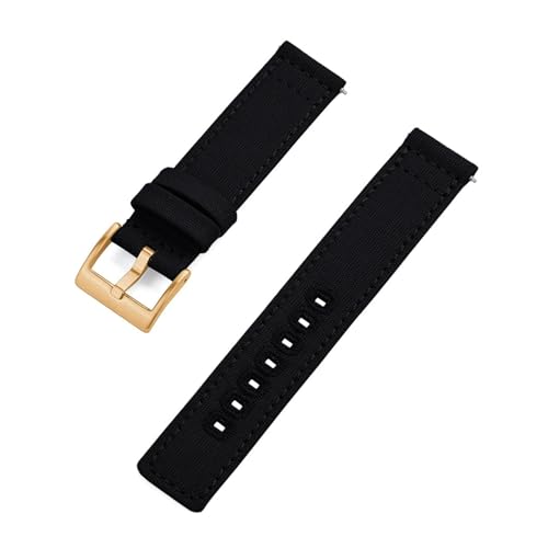 INEOUT 20mm 22mm Nylon Canvas Armband Männer Frauen Wasserdicht Armband Gürtel Kompatibel Mit Omega For Uhr Strap (Color : Black Gold, Size : 20mm) von INEOUT