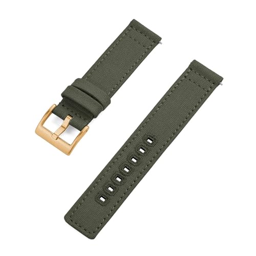 INEOUT 20mm 22mm Nylon Canvas Armband Männer Frauen Wasserdicht Armband Gürtel Kompatibel Mit Omega For Uhr Strap (Color : Green Gold, Size : 22mm) von INEOUT