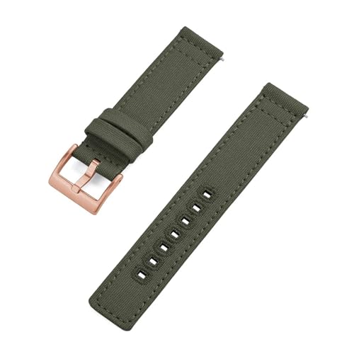 INEOUT 20mm 22mm Nylon Canvas Armband Männer Frauen Wasserdicht Armband Gürtel Kompatibel Mit Omega For Uhr Strap (Color : Green Rose Gold, Size : 22mm) von INEOUT