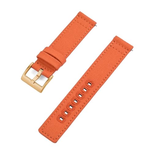INEOUT 20mm 22mm Nylon Canvas Armband Männer Frauen Wasserdicht Armband Gürtel Kompatibel Mit Omega For Uhr Strap (Color : Orange Gold, Size : 20mm) von INEOUT
