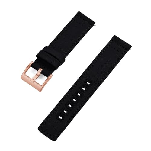 INEOUT 20mm 22mm Nylon Canvas Handgelenk Band Männer Frauen Wasserdichte Armband Gürtel For Omega Uhr Strap (Color : Black Rose Gold, Size : 20mm) von INEOUT