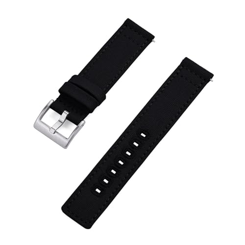 INEOUT 20mm 22mm Nylon Canvas Handgelenk Band Männer Frauen Wasserdichte Armband Gürtel For Omega Uhr Strap (Color : Black Silver, Size : 20mm) von INEOUT