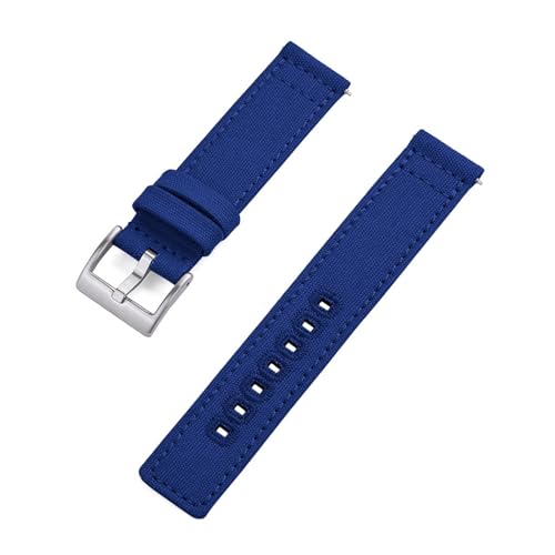 INEOUT 20mm 22mm Nylon Canvas Handgelenk Band Männer Frauen Wasserdichte Armband Gürtel For Omega Uhr Strap (Color : Blue Silver, Size : 22mm) von INEOUT