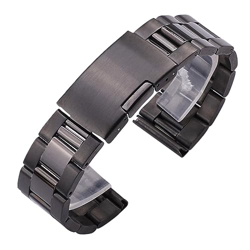 INEOUT 22mm 18mm 24mm 20mm Uhrenarmband Armband Damen Herren Massiver Edelstahl Uhrenarmbänder Gold Silber Schwarz Armband Zubehör(Black,18mm) von INEOUT