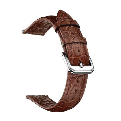 INEOUT Alligator Armband 18mm 20mm 22mm Echtes Leder Straps For Männer Uhr Armband Rindsleder Frauen Uhr Zubehör Gürtel (Color : Brown-Brown Stitch, Size : 18mm) von INEOUT