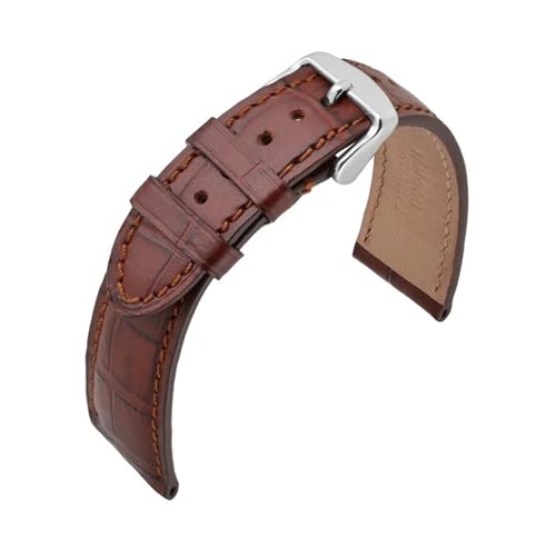 INEOUT Alligator-geprägtes Rindsleder-Uhrenarmband, 14 Mm, 18 Mm, 19 Mm, 20 Mm, 21 Mm, 22 Mm, Uhrenarmband, Uhrenzubehör For Herren Und Damen (Color : Brown, Size : 22mm) von INEOUT