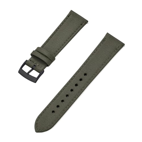 INEOUT Canvas Nylon Leder Schnellverschluss-Uhrenarmband 18 Mm 20 Mm 22 Mm Ersatz-Uhrenarmbänder (Color : Army Green Black, Size : 22mm) von INEOUT