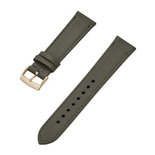 INEOUT Canvas Nylon Leder Schnellverschluss-Uhrenarmband 18 Mm 20 Mm 22 Mm Ersatz-Uhrenarmbänder (Color : Army Green Gold, Size : 18mm) von INEOUT