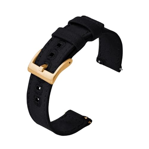 INEOUT Canvas Quick Release Nylon Uhrenarmbänder 20mm 22mm Ersatz-Uhrenarmband for Männer Frauen (Color : Black3, Size : 20mm) von INEOUT