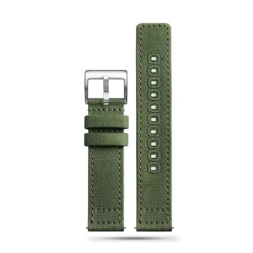 INEOUT Canvas-Uhrenarmband 18 Mm 20 Mm 22 Mm Khaki-Uhrenarmband Schnellverschluss-Armband For Ersatzarmband For Herren (Color : Green 1, Size : 18mm) von INEOUT