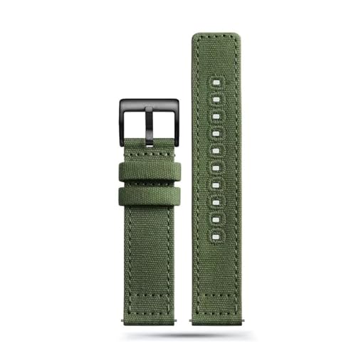 INEOUT Canvas-Uhrenarmband 18 Mm 20 Mm 22 Mm Khaki-Uhrenarmband Schnellverschluss-Armband For Ersatzarmband For Herren (Color : Green 2, Size : 18mm) von INEOUT
