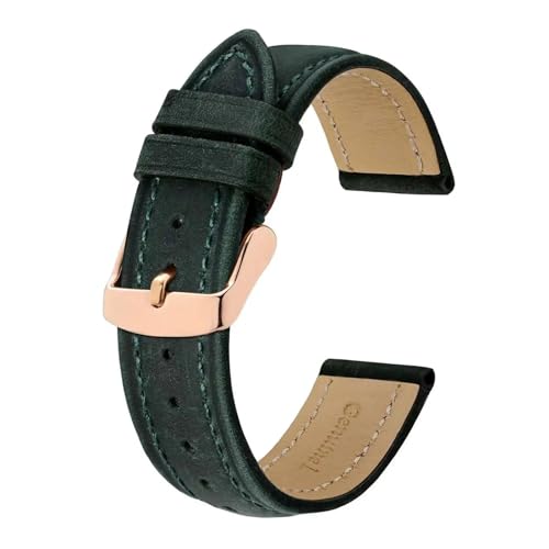 INEOUT Crazy Horse Lederarmband für Herren, 18mm 20mm 21mm 22mm 24mm Ersatzschnalle Rosegold 15mm Achat, 15mm, Achat von INEOUT