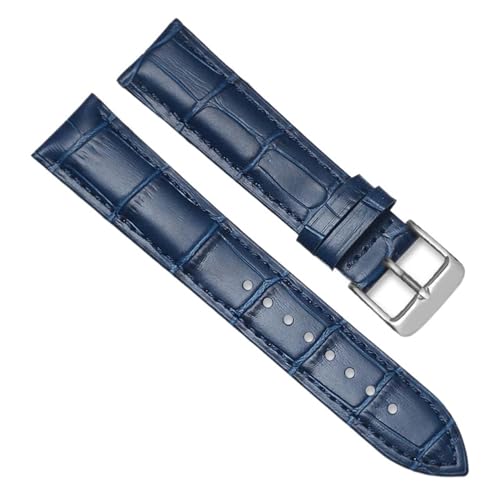 INEOUT Echtes Leder Uhrenarmbänder 16mm 18mm 20mm 22mm 24mm Uhrenarmband Armband Stahl Dornschließe Handgelenk Gürtel Armband (Color : Blue-S, Size : 16mm) von INEOUT