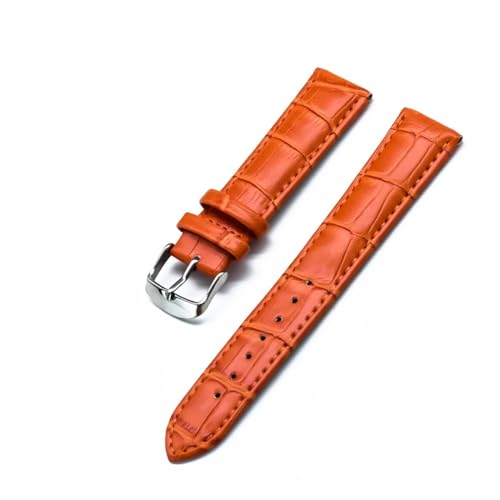 INEOUT Echtes Leder Uhrenarmbänder 18mm 20mm 22mm Uhr Stahl Dornschließe Band Armband Handgelenk Gürtel Armband + Werkzeug (Color : Orange, Size : 18mm) von INEOUT