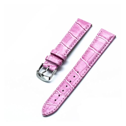 INEOUT Echtes Leder Uhrenarmbänder 18mm 20mm 22mm Uhr Stahl Dornschließe Band Armband Handgelenk Gürtel Armband + Werkzeug (Color : Pink, Size : 18mm) von INEOUT