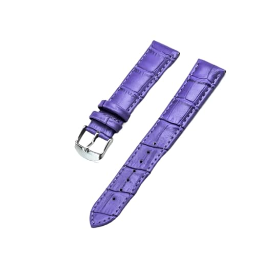 INEOUT Echtes Leder Uhrenarmbänder 18mm 20mm 22mm Uhr Stahl Dornschließe Band Armband Handgelenk Gürtel Armband + Werkzeug (Color : Purple, Size : 18mm) von INEOUT