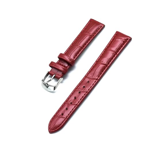 INEOUT Echtes Leder Uhrenarmbänder 18mm 20mm 22mm Uhr Stahl Dornschließe Band Armband Handgelenk Gürtel Armband + Werkzeug (Color : Red, Size : 18mm) von INEOUT