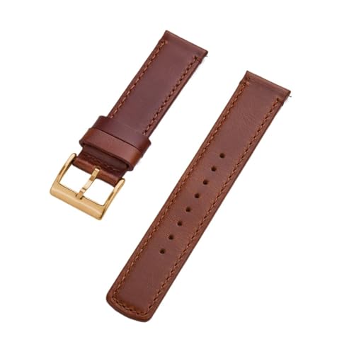 INEOUT Echtes Leder Uhrenarmbänder 20mm 22mm Uhrenarmband Dornschließe Schnellverschluss Handgelenk Gürtel Armband (Color : Brown Gold, Size : 22mm) von INEOUT