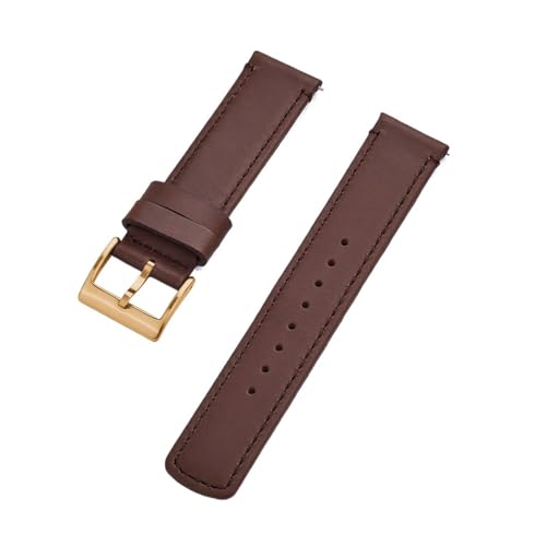 INEOUT Echtes Leder Uhrenarmbänder 20mm 22mm Uhrenarmband Dornschließe Schnellverschluss Handgelenk Gürtel Armband (Color : Coffee Gold, Size : 20mm) von INEOUT