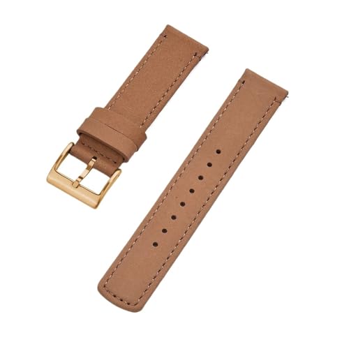 INEOUT Echtes Leder Uhrenarmbänder 20mm 22mm Uhrenarmband Dornschließe Schnellverschluss Handgelenk Gürtel Armband (Color : Khaki Gold, Size : 20mm) von INEOUT