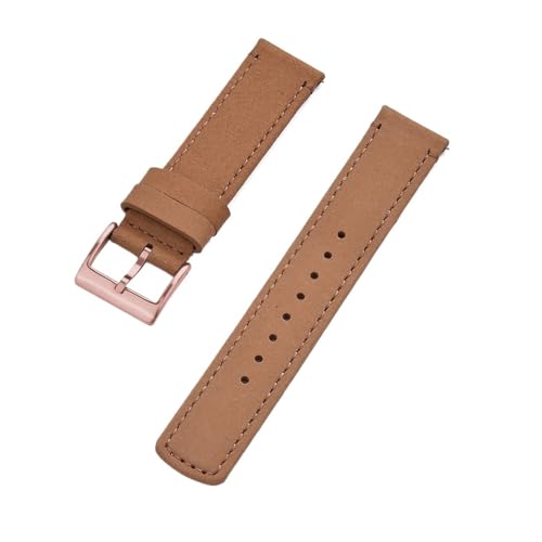 INEOUT Echtes Leder Uhrenarmbänder 20mm 22mm Uhrenarmband Dornschließe Schnellverschluss Handgelenk Gürtel Armband (Color : Khaki Rose Gold, Size : 22mm) von INEOUT