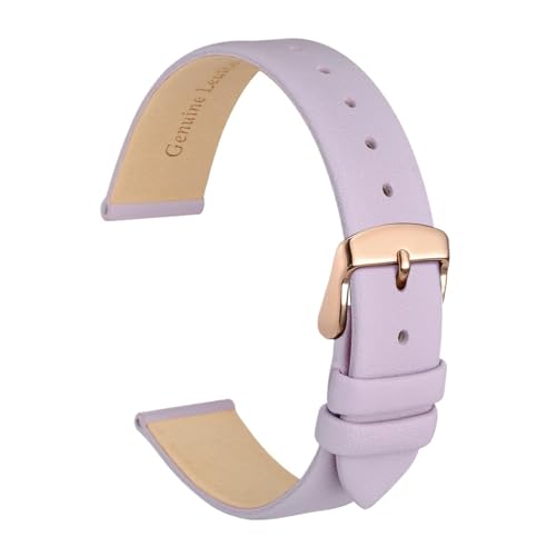 INEOUT Echtes Leder-Uhrenarmband, 8 Mm, 10 Mm, 12 Mm, 14 Mm, 16 Mm, 18 Mm, 20 Mm, Armband For Damen, Edelstahl-Schnalle, Ersatzarmband (Color : Lilac-Rose, Size : 22mm) von INEOUT