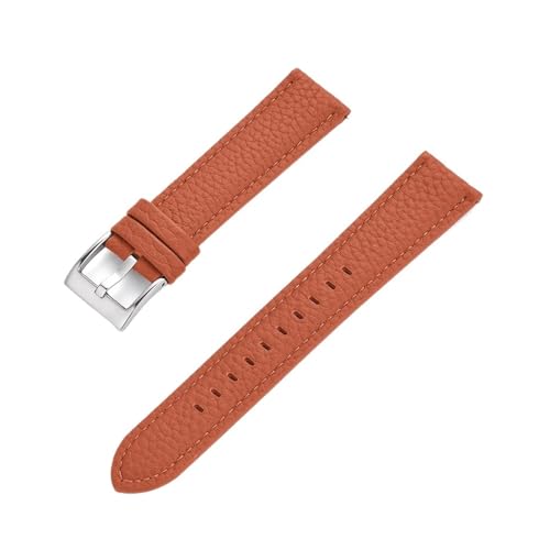 INEOUT Echtes Leder-Uhrenarmband 20 Mm 22 Mm Schnellverschluss-Uhrenarmbänder For Armband-Uhrenzubehör (Color : Orange Silver, Size : 20mm) von INEOUT