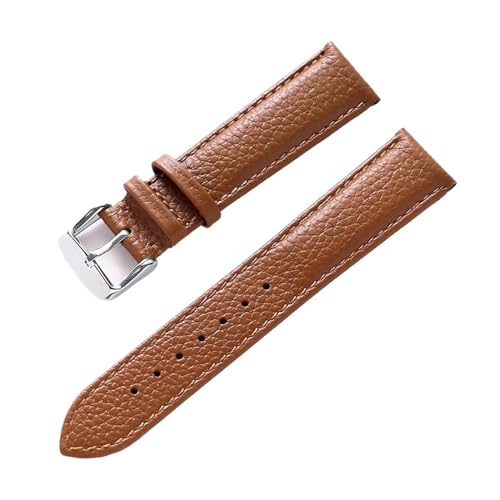INEOUT Echtes Lederarmband Damen Weiches Leder Lychee Grain Rindsleder Uhrenarmband Herren Wasserdicht 14 16 18 Mm Uhrenkettenzubehör(Brown,19mm) von INEOUT