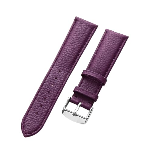 INEOUT Echtes Lederarmband Damen Weiches Leder Lychee Grain Rindsleder Uhrenarmband Herren Wasserdicht 14 16 18 Mm Uhrenkettenzubehör(Purple,13mm) von INEOUT