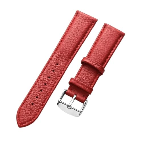 INEOUT Echtes Lederarmband Damen Weiches Leder Lychee Grain Rindsleder Uhrenarmband Herren Wasserdicht 14 16 18 Mm Uhrenkettenzubehör(Red,22mm) von INEOUT