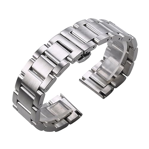 INEOUT Edelstahl Armband Armband 18mm 20mm 21mm 22mm 23mm 24mm Frauen Männer Silber Solide Metall Uhrenarmband Zubehör(All brushed,22mm) von INEOUT