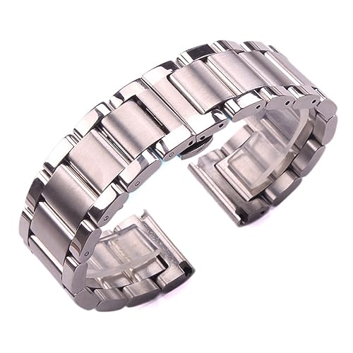 INEOUT Edelstahl Armband Armband 18mm 20mm 21mm 22mm 23mm 24mm Frauen Männer Silber Solide Metall Uhrenarmband Zubehör(Middle brushed,24mm) von INEOUT