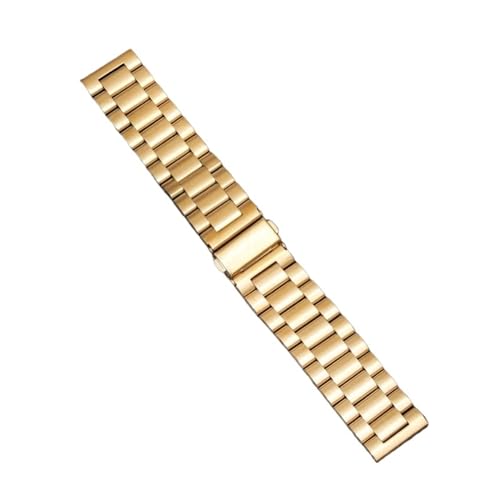 INEOUT Edelstahl-Uhrenarmband, 16 mm, 18 mm, 20 mm, 22 mm, 24 mm, Schnellverschluss, massives Metall, Silber, Schwarz, Gold, Rosenarmbänder (Color : Gold, Size : 18mm) von INEOUT