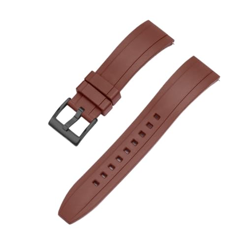 INEOUT FKM Gummi Uhrenarmband 20mm 22mm 24mm Armband Schnellverschluss Armband For Herren Damen Taucheruhren Zubehör (Color : Brown black, Size : 20mm) von INEOUT