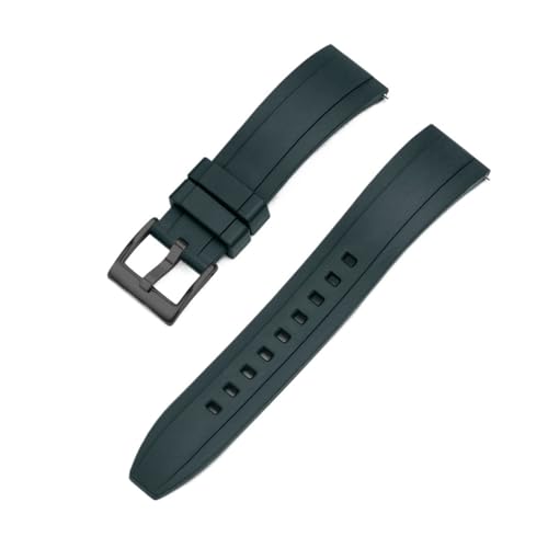 INEOUT FKM Gummi Uhrenarmband 20mm 22mm 24mm Armband Schnellverschluss Armband For Herren Damen Taucheruhren Zubehör (Color : Green black, Size : 20mm) von INEOUT