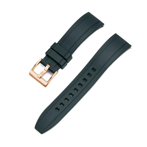 INEOUT FKM Gummi Uhrenarmband 20mm 22mm 24mm Armband Schnellverschluss Armband For Herren Damen Taucheruhren Zubehör (Color : Green rose gold, Size : 20mm) von INEOUT