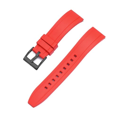 INEOUT FKM Gummi Uhrenarmband 20mm 22mm 24mm Armband Schnellverschluss Armband For Herren Damen Taucheruhren Zubehör (Color : Red black, Size : 22mm) von INEOUT
