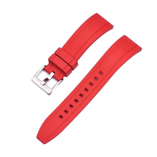 INEOUT FKM Gummi Uhrenarmband 20mm 22mm 24mm Armband Schnellverschluss Armband For Herren Damen Taucheruhren Zubehör (Color : Red silver, Size : 20mm) von INEOUT