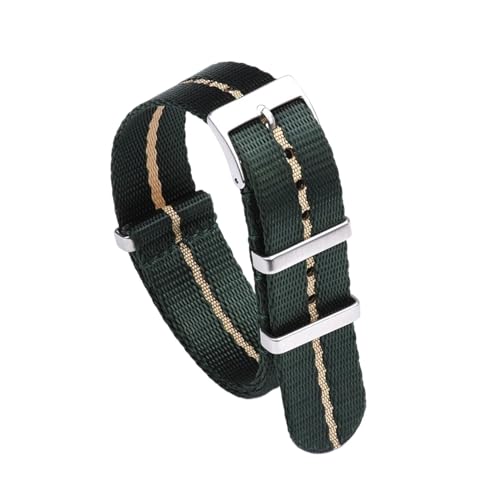 INEOUT Fischgrätenmuster, 20 Mm, 22 Mm, Sicherheitsgurt, Nylonband, Neues Material, Gestreift, Ersatz-Uhrenarmband-Zubehör (Color : Green khaki, Size : 20mm) von INEOUT