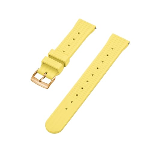INEOUT Fluorkautschuk 20 Mm 22 Mm Waffel-Uhrenarmband, Schnellverschluss, FKM-Uhrenarmband For Herren, Ersatzarmband (Color : Yellow Gold, Size : 22mm) von INEOUT