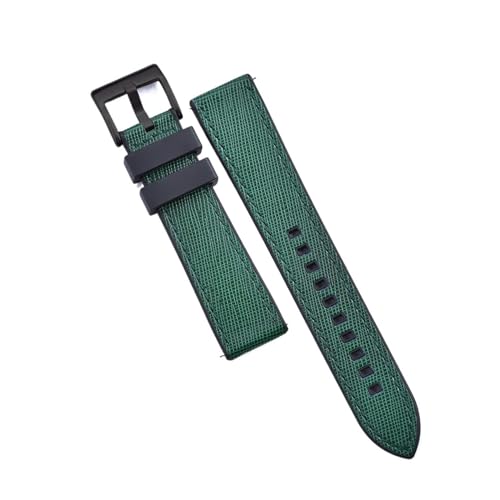 INEOUT Fluorkautschuk-Leder-Uhrenarmband, 20 Mm, 22 Mm, Hybrid-FKM-Uhrenarmband, Schnellverschluss-Armband For Herren-Taucheruhren (Color : Black-Green 2, Size : 20mm) von INEOUT