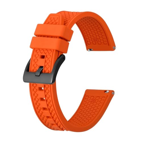 INEOUT Fluorkautschuk-Uhrenarmband, 18 Mm, 20 Mm, 22 Mm, Gummi-Schnellverschluss-Armband For Herren Und Damen, Sportuhrenarmband (Color : Orange-Black Buckle, Size : 22mm) von INEOUT