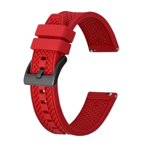 INEOUT Fluorkautschuk-Uhrenarmband, 18 Mm, 20 Mm, 22 Mm, Gummi-Schnellverschluss-Armband For Herren Und Damen, Sportuhrenarmband (Color : Red-Black Buckle, Size : 18mm) von INEOUT