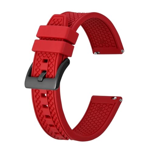 INEOUT Fluorkautschuk-Uhrenarmband, 18 Mm, 20 Mm, 22 Mm, Gummi-Schnellverschluss-Armband For Herren Und Damen, Sportuhrenarmband (Color : Red-Black Buckle, Size : 20mm) von INEOUT