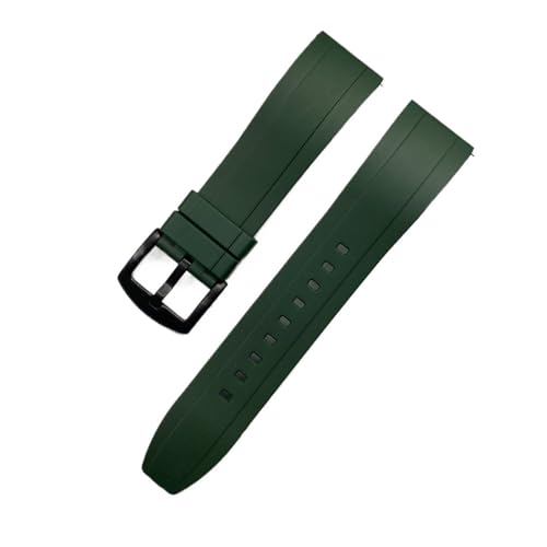 INEOUT Gummi-Uhrenarmband, 20 Mm, 22 Mm, 24 Mm, Schnellverschluss, Silberfarben/schwarz, Knopf-Armband, Herren-Tauch-Silikon-Uhrenarmbänder (Color : Green black, Size : 22mm) von INEOUT