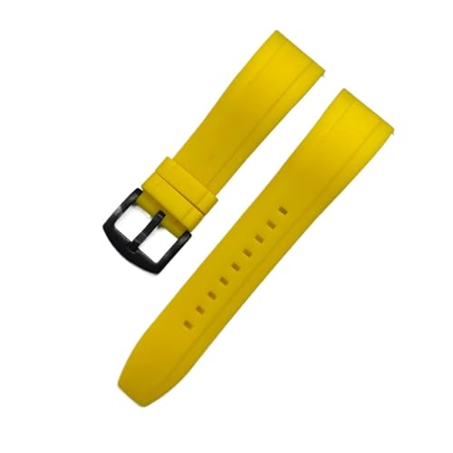 INEOUT Gummi-Uhrenarmband, 20 Mm, 22 Mm, 24 Mm, Schnellverschluss, Silberfarben/schwarz, Knopf-Armband, Herren-Tauch-Silikon-Uhrenarmbänder (Color : Yellow black, Size : 24mm) von INEOUT