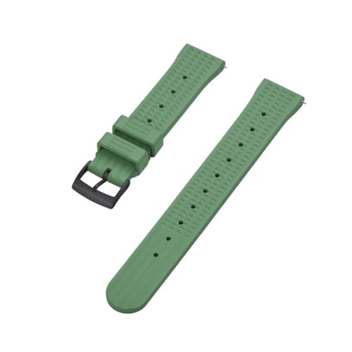 INEOUT Gummi-Uhrenarmband, Staubdicht, Wasserdicht, Schnellverschluss, Waffelarmband, 20 Mm, 22 Mm, Geeignet For Herren-Taucheruhren (Color : Army Green Black, Size : 22mm) von INEOUT